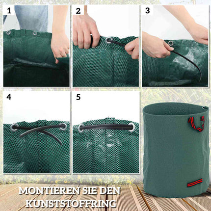 Waterproof 3x300L garden waste bags with handles
