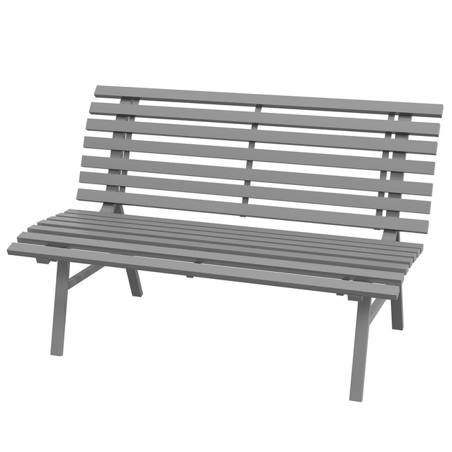 Bancă de grădină Bancă de parc 2 locuri cu spătar din aluminiu 123x67x79cm gri pentru grădină terasa balcon