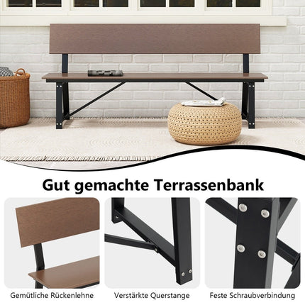 Banca de gradina rezistenta la intemperii Banca cu 3 locuri poate sustine pana la 500 kg 183 x 52 x 85 cm maro