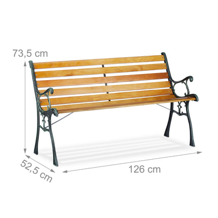 Garden bench with cast iron frame