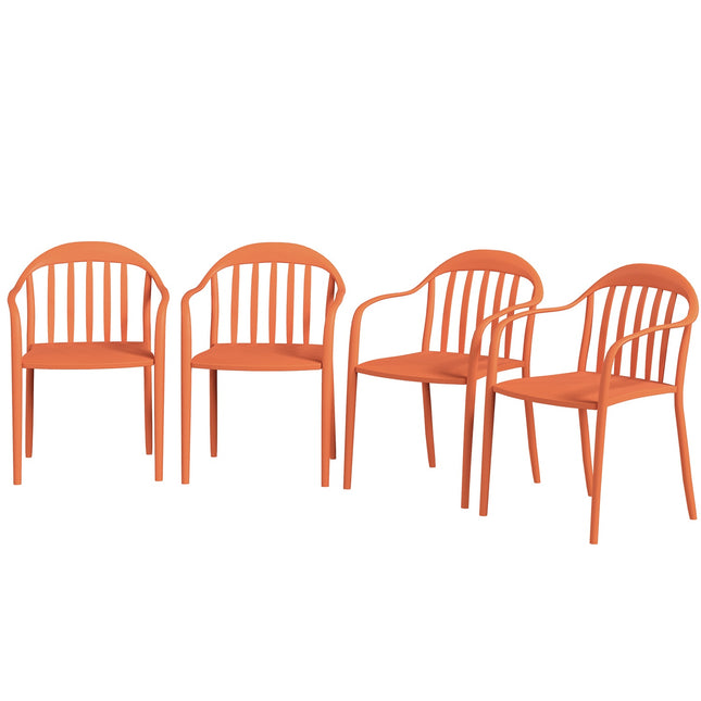 Scaun de gradina set de 4 scaune de gradina rezistente la intemperii din plastic scaun stivuibil cu cotiere spatar scaun stivuibil pentru curte incarcabil pana la 120 kg mobilier de gradina pentru curte, gradina, balcon rosu |
