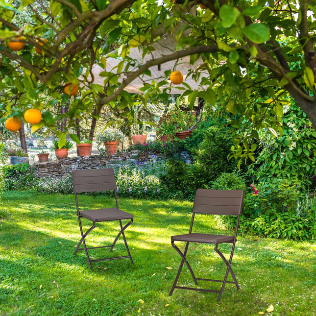 Scaune de gradina, set 2 Optic Lemn