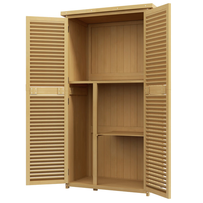 Dulap de grădină magazie pentru scule din lemn magazin pentru scule cu acoperiș asfalt ușă cu șipci dulap pentru scule dulap de grădină 4 compartimente galben deschis 87 x 46,5 x 160 cm