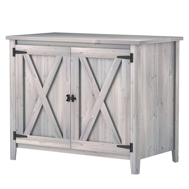 Dulap de gradina din lemn, magazie pentru scule rezistenta la intemperii 110x60x88,5cm, magazie pentru scule cu usa, acoperis rabatabil, rafturi, dulap pentru scule, magazie de gradina dulap pentru scule Magazin de gradina pentru curte curte, gri deschis