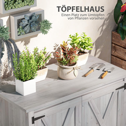 Dulap de gradina din lemn, magazie pentru scule rezistenta la intemperii 110x60x88,5cm, magazie pentru scule cu usa, acoperis rabatabil, rafturi, dulap pentru scule, magazie de gradina dulap pentru scule Magazin de gradina pentru curte curte, gri deschis