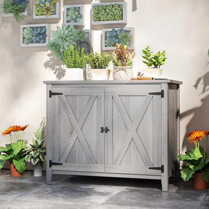 Dulap de gradina din lemn, magazie pentru scule rezistenta la intemperii 110x60x88,5cm, magazie pentru scule cu usa, acoperis rabatabil, rafturi, dulap pentru scule, magazie de gradina dulap pentru scule Magazin de gradina pentru curte curte, gri deschis