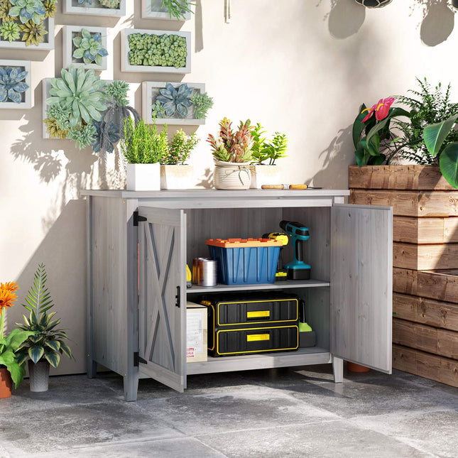 Dulap de gradina din lemn, magazie pentru scule rezistenta la intemperii 110x60x88,5cm, magazie pentru scule cu usa, acoperis rabatabil, rafturi, dulap pentru scule, magazie de gradina dulap pentru scule Magazin de gradina pentru curte curte, gri deschis