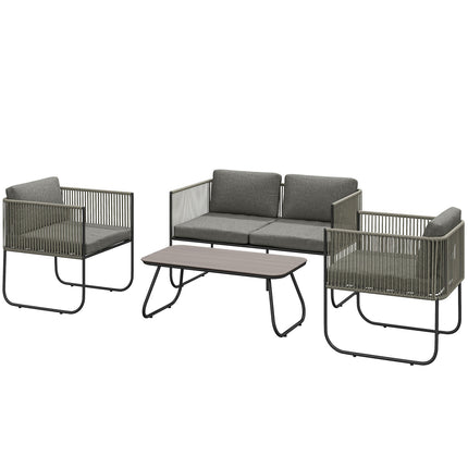 Set mobilier de gradina din polyrattan Set lounge cu canapea fotoliu perne de masa grup de scaune rezistent la intemperii pentru 4 persoane Set mobilier balcon lounge gradina mobilier terasă pentru balcon de grădină maro + gri închis |