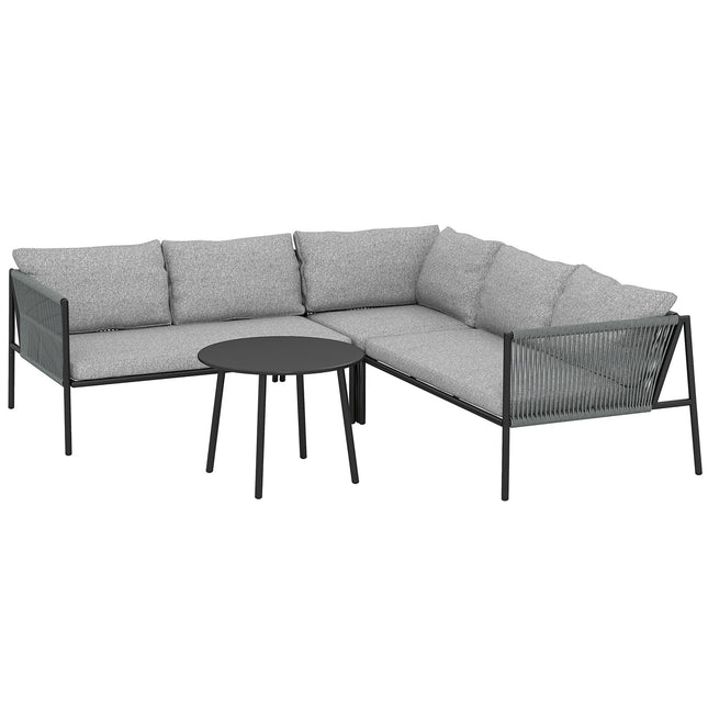 Set mobilier de gradina Set de lounge din polirattan cu perne de masa canapea coltar grup de scaune rezistent la intemperii pentru 6 persoane Set de mobilier de balcon exterior mobilier de curte lounge de gradina pentru balcon de gradina gri inchis |