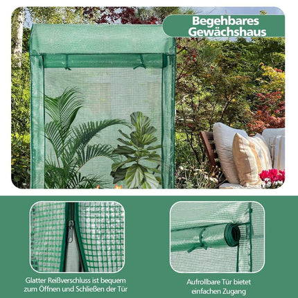 Garden greenhouse 100 x 50 x 170 cm Walk-in garden greenhouse Green