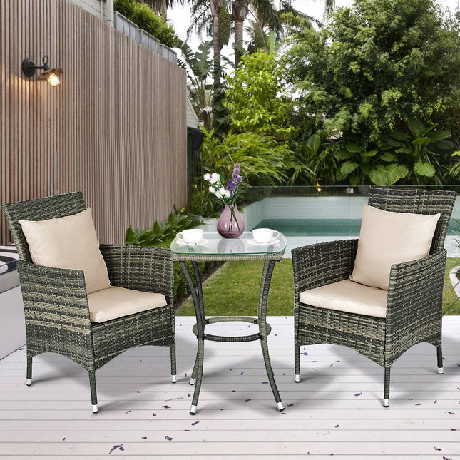 Garden polyrattan seating group outdoor seating balcony set with seat cushions