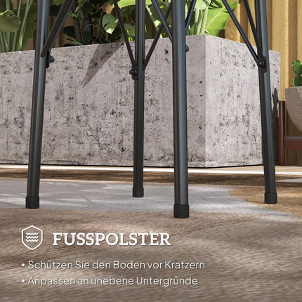 Masa de gradina Ø40 x 50cm, masa de balcon rezistenta la intemperii din otel, masuta laterala cu picioare de protectie cu design floral, masa rotunda de exterior, masa de camping, masa de terasă pentru gradina, terasa, balcon, negru