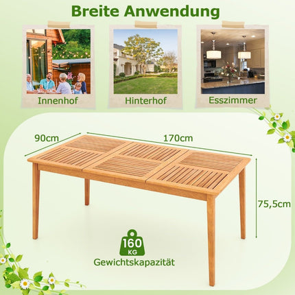 Masa de gradina lemn de salcam 170 x 90 cm masa mare de terasă pentru 6 persoane natural