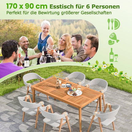 Masa de gradina lemn de salcam 170 x 90 cm masa mare de terasă pentru 6 persoane natural