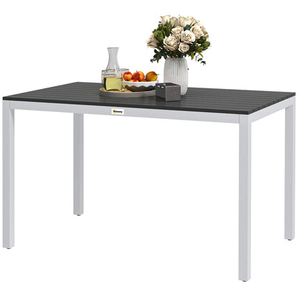 Masa de gradina din aluminiu 120x70 cm masa de balcon rezistenta la intemperii cu aspect de lemn, masa de bufet antiderapanta masa de camping pentru 4-6 persoane masa de patio masa exterioara pentru gradina, balcon negru |