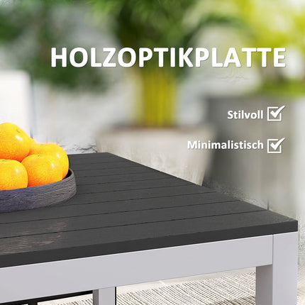 Masa de gradina din aluminiu 120x70 cm masa de balcon rezistenta la intemperii cu aspect de lemn, masa de bufet antiderapanta masa de camping pentru 4-6 persoane masa de patio masa exterioara pentru gradina, balcon negru |