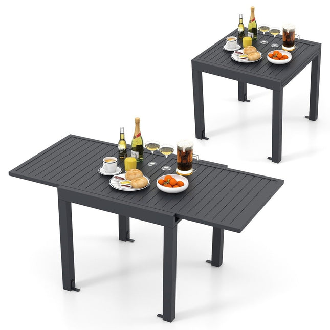 Masa de gradina din aluminiu extensibila 80/160 x 80cm masa de sufragerie rezistenta la intemperii gri inchis