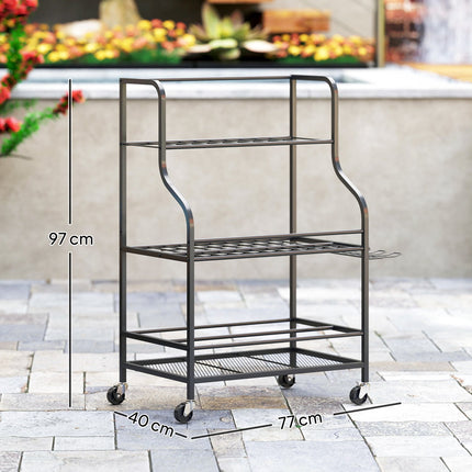 Garden tool rack with hooks - 3 levels, 40 kg load capacity