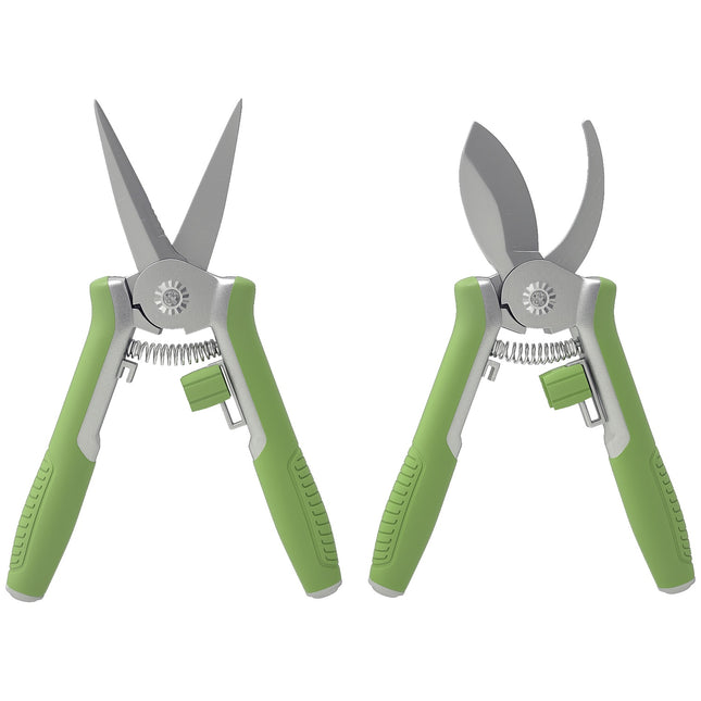Set de scule de grădină 2 piese unealtă de grădină din oțel inoxidabil unelte de grădină cu foarfece de grădină foarfece de tăiat verde + argintiu