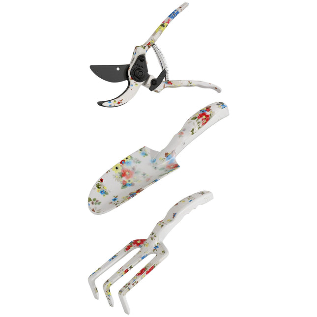 Set scule de gradina 3 piese unealta de gradina din metal cu mistrie pentru flori grebla de mana foarfece de gradina