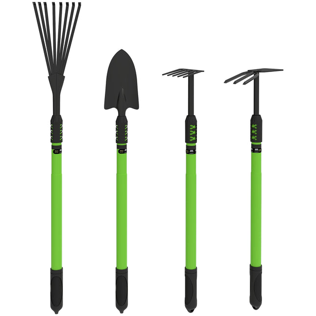 Set scule de gradina 4 piese Set instrumente de gradina cu lopata sapa de gradina grebla de gradina grebla de frunze verde