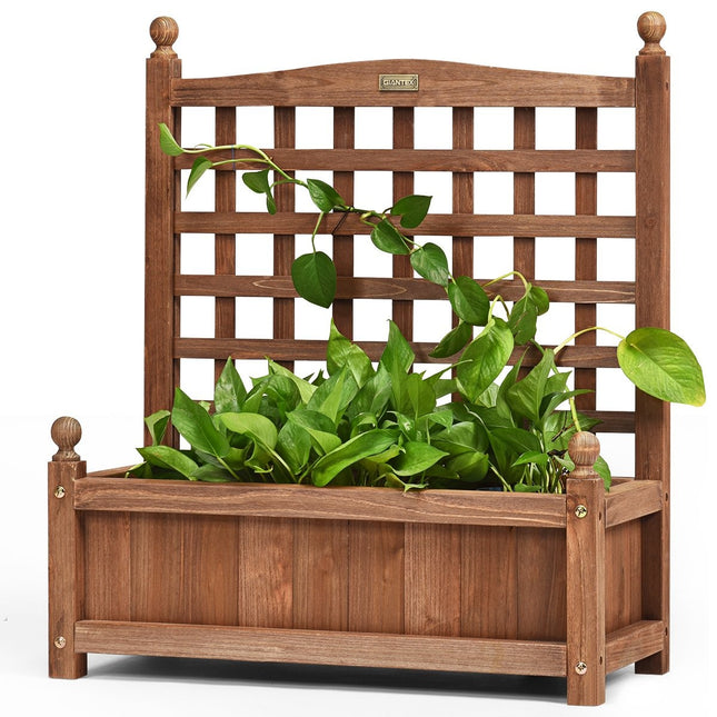 Cutie de flori cu spalier de grădină cu jardinieră din lemn masiv spalier 64,5 x 28 x 75 cm maro închis