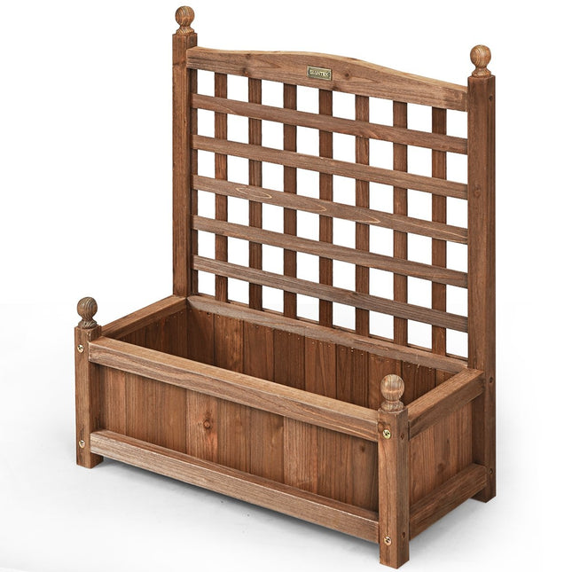 Cutie de flori cu spalier de grădină cu jardinieră din lemn masiv spalier 64,5 x 28 x 75 cm maro închis