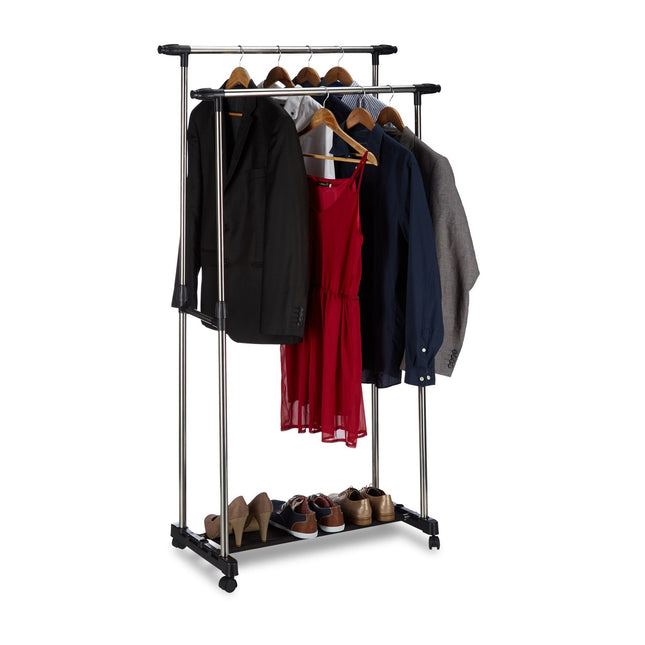 Garment Rack with 2 Rails on Wheels