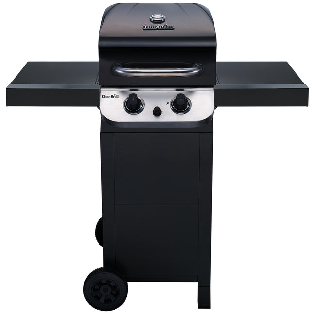 Gas Grill with 2 Burners, Cast Iron Grates, Thermometer