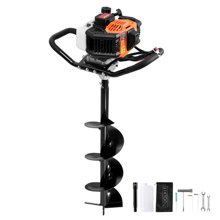 Gas Powered Post Hole Digger, 52cc 8-Inch Auger, Extension