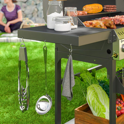 Gratar cu gaz 12 KW 4+1 arzator Carucior gratar BBQ din otel inoxidabil inclusiv arzator lateral termometru gratar gratar plita deschizator sticle rafturi laterale gratar cu gaz pentru balcon camping 135 x 55 x 103cm |