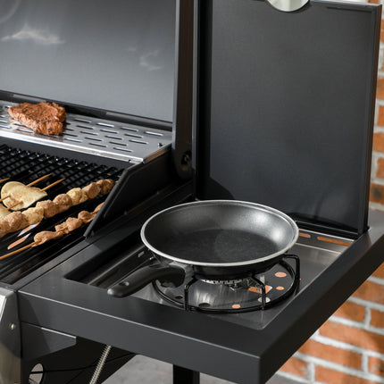 Gratar pe gaz 3 KW 3 + 1 arzator Carucior gratar BBQ din inox inclusiv arzator lateral, termometru, gratar gratar, plita, deschizator sticle, rafturi laterale, gratar pe gaz pentru balcon, camping 123 x 52 x 101 cm |