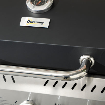 Gratar pe gaz 3 KW 3 + 1 arzator Carucior gratar BBQ din inox inclusiv arzator lateral, termometru, gratar gratar, plita, deschizator sticle, rafturi laterale, gratar pe gaz pentru balcon, camping 123 x 52 x 101 cm |