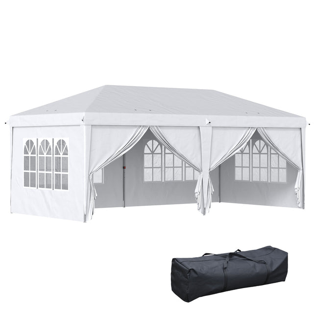 Collapsible garden pavilion with side walls and UV protection