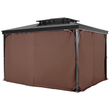 Gazebo Privacy Curtains 10x10, 4-Panel with Zippers, Coffee