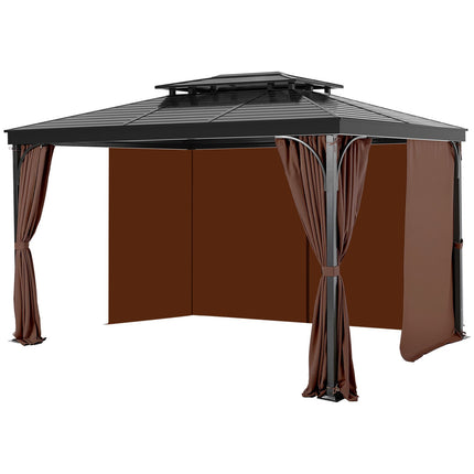 Gazebo Privacy Curtains 10x10, 4-Panel with Zippers, Coffee