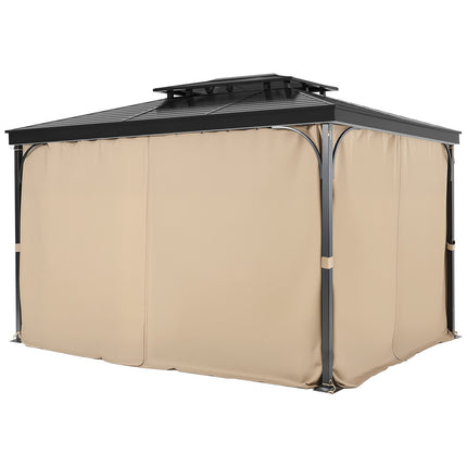 Gazebo Privacy Curtains, Zippered 4-Panel 10x13x7 Khaki