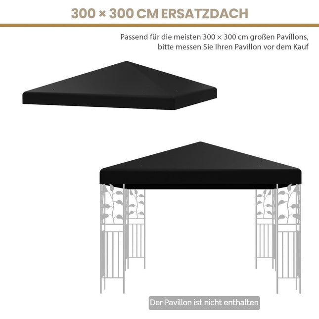 Baldachin de schimb pentru foișor, 300x300 cm, negru, impermeabil