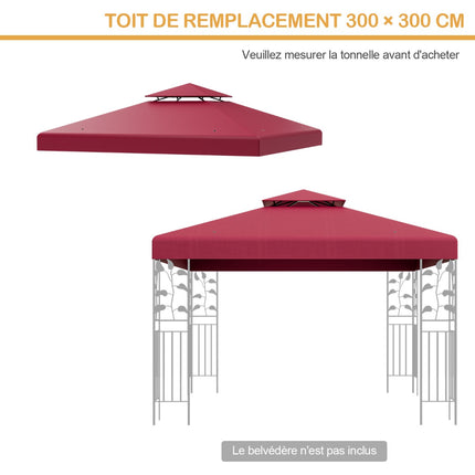 Copertină de schimb pentru foișor 3x3m, cu două niveluri, culoare vin