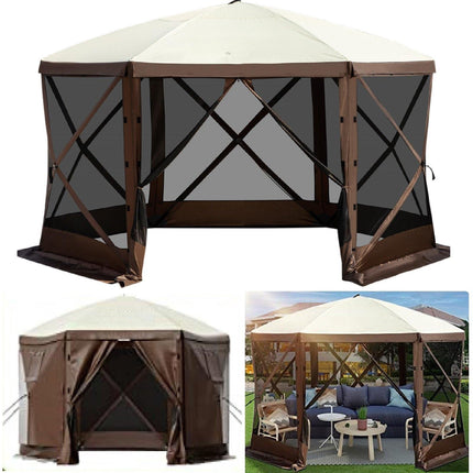 Gazebo Screen Tent 12x12 Ft, 6-Sided Pop-Up Canopy