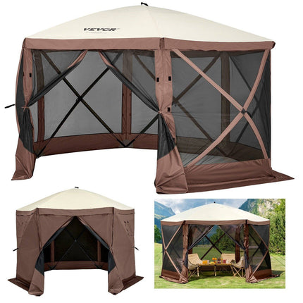 Gazebo Screen Tent 12x12 Ft, 6-Sided Pop-Up Canopy