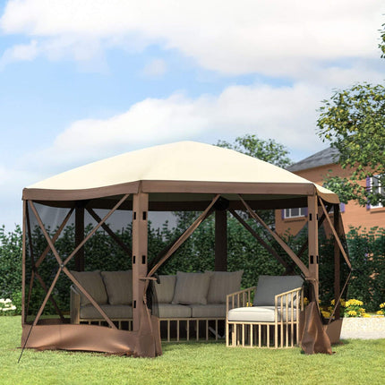 Gazebo Screen Tent 12x12 Ft, 6-Sided Pop-Up Canopy