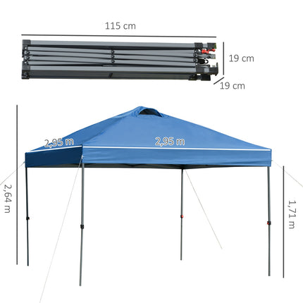 Pop-up folding gazebo 3x3m, Waterproof, Winterproof, Blue