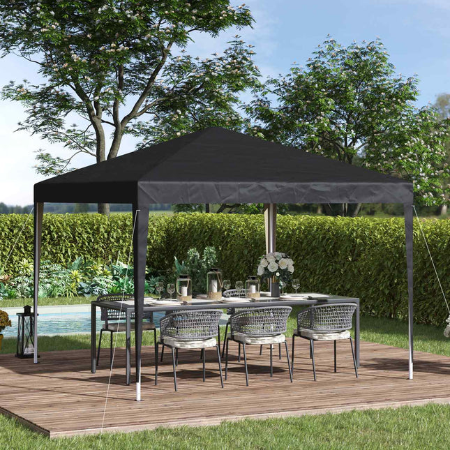 Foișor aprox. 3x3m, hidrofug, stabil, pavilion pliabil pop-up rezistent la iarnă, protecție UV, cort de petrecere pliabil, cort de grădină cu geantă, pavilion de grădină pentru camping, grădină, negru