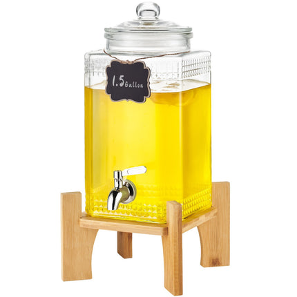 Glass Beverage Dispenser 1.5 Gal With Stand, Spigot