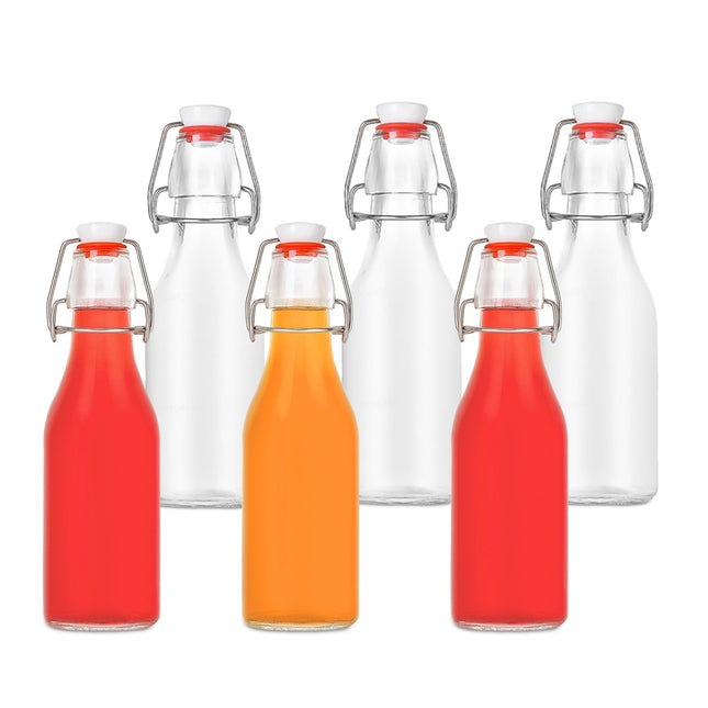 Sticle de sticlă cu dop cu clips - Set de 6, etichete scriereabile