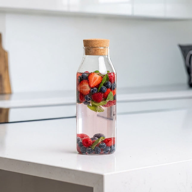 Glass Carafe with Cork Lid – Heat & Cold Resistant