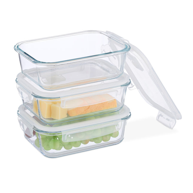 Recipiente din sticlă pentru depozitarea alimentelor cu capace ermetice