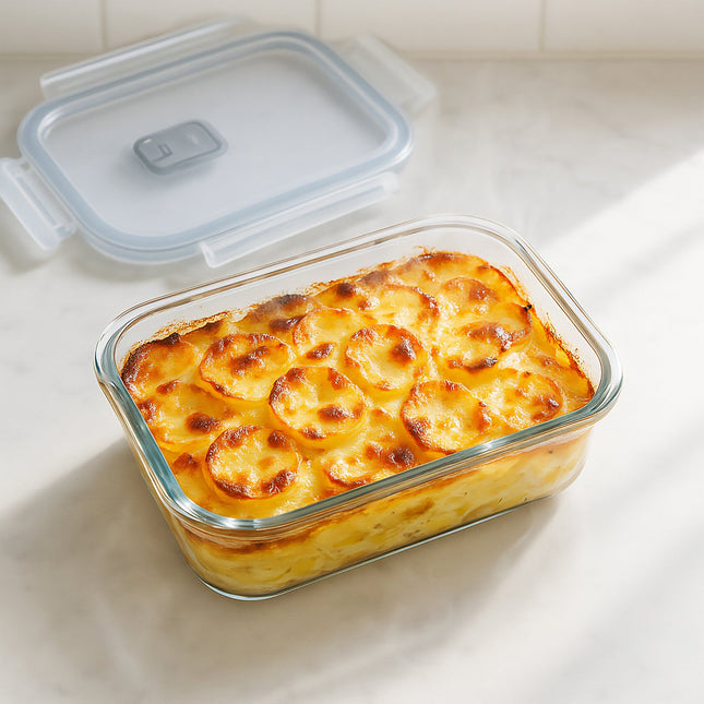Recipiente din sticlă pentru depozitarea alimentelor cu capace ermetice