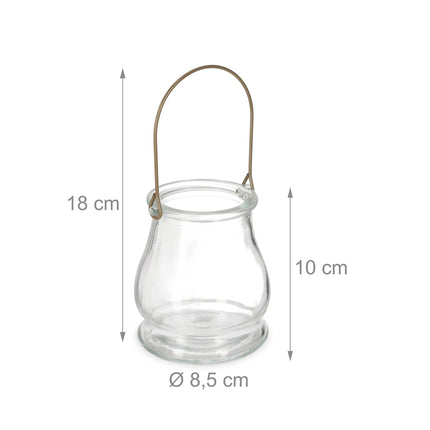 Set felinare din sticlă, auriu/negru, suporturi rotunde pentru lumânări